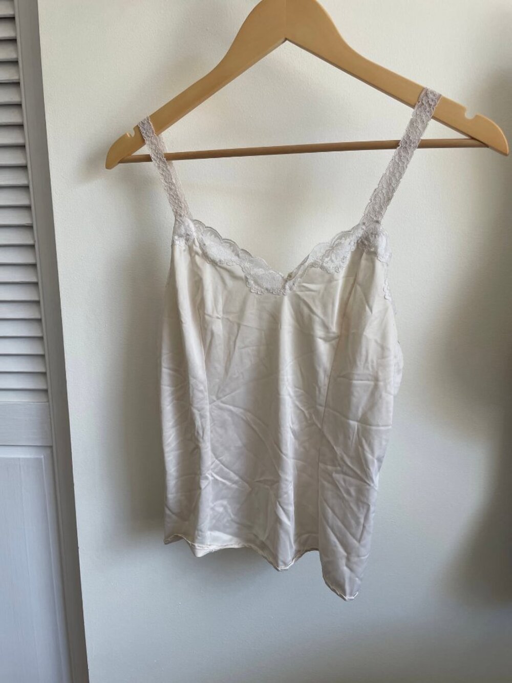 Vintage Lacy Satin Cream Tank Top